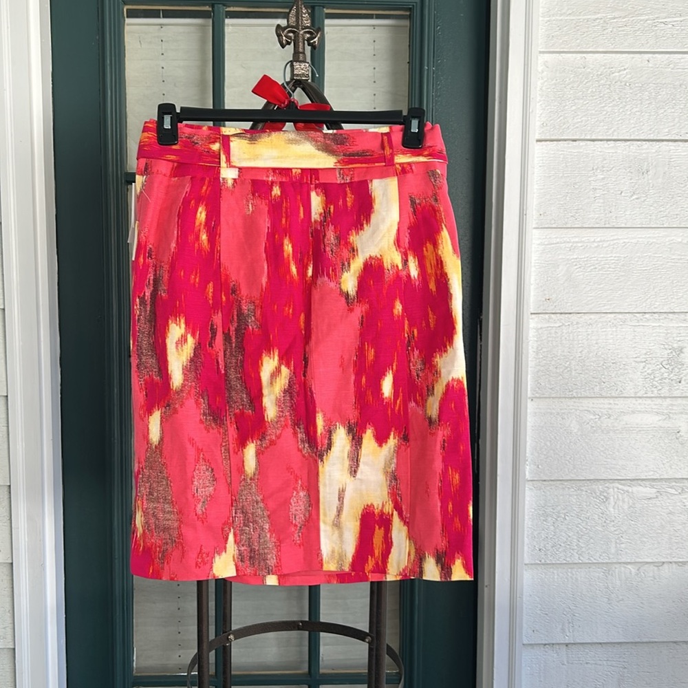 Calvin Klein NWT Skirt with Sash belt color Poppy Multi size 6 - Picture 4 of 6